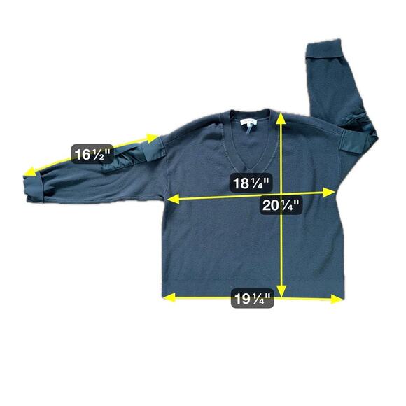 Parker Olive V-Neck Cargo Pockets Long Sleeve Stretch Knit M Sweater MSRP $234 - Picture 7 of 7